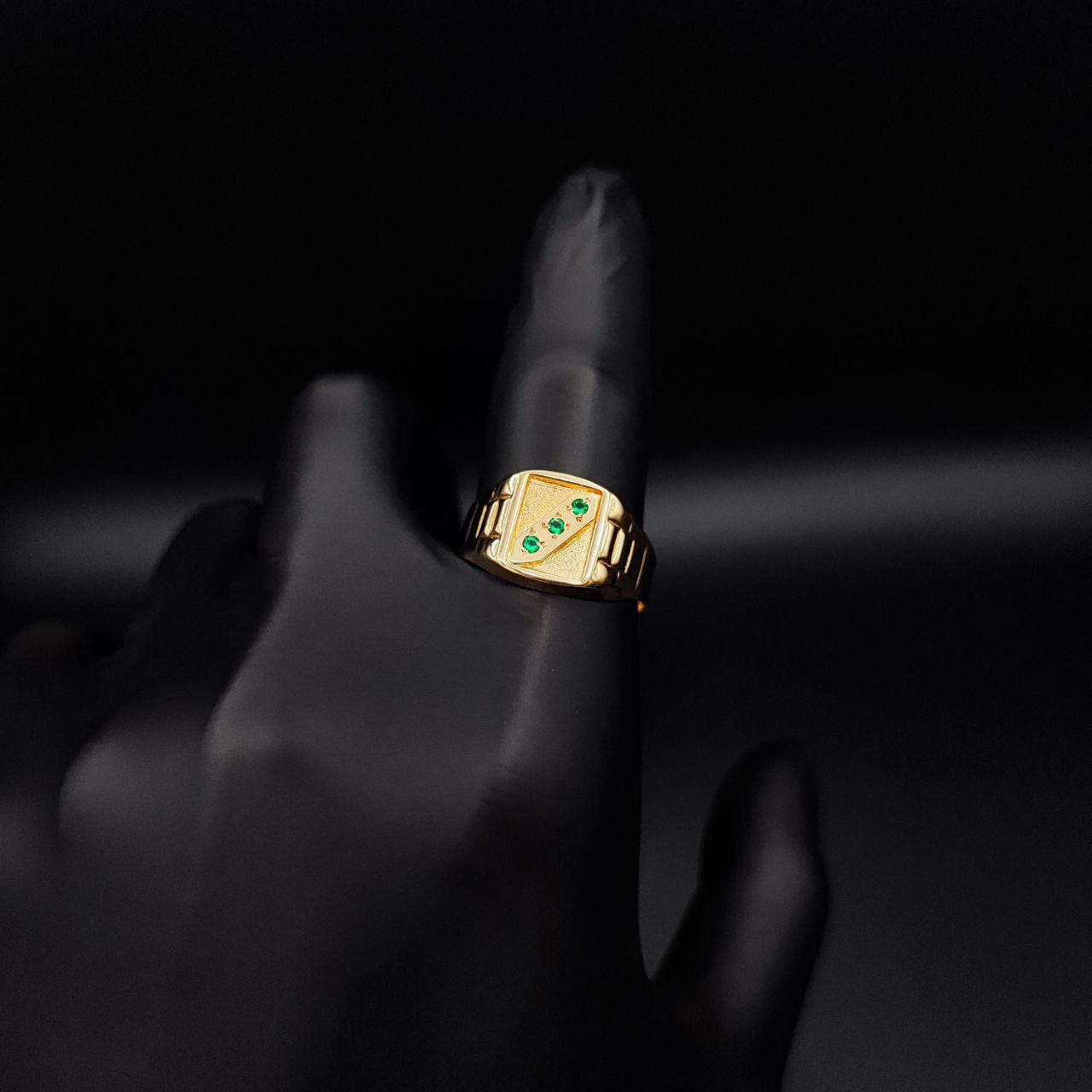 Anillo Trinity 3.4gr T13 Circones Verdes Oro Amarillo#