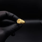 Anillo Sello Cristo 4.3gr T9-3/4 Mate Oro Amarillo#