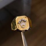 Anillo Corona RX 3.9gr T12 Mate Circones Blancos Dos Oros Amarillo Blanco
