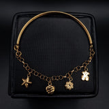 Pulso Casandra 3.45gr/20cm «Estrella-Corazon Rayado-Flor-Oso TS» Oro Amarillo#
