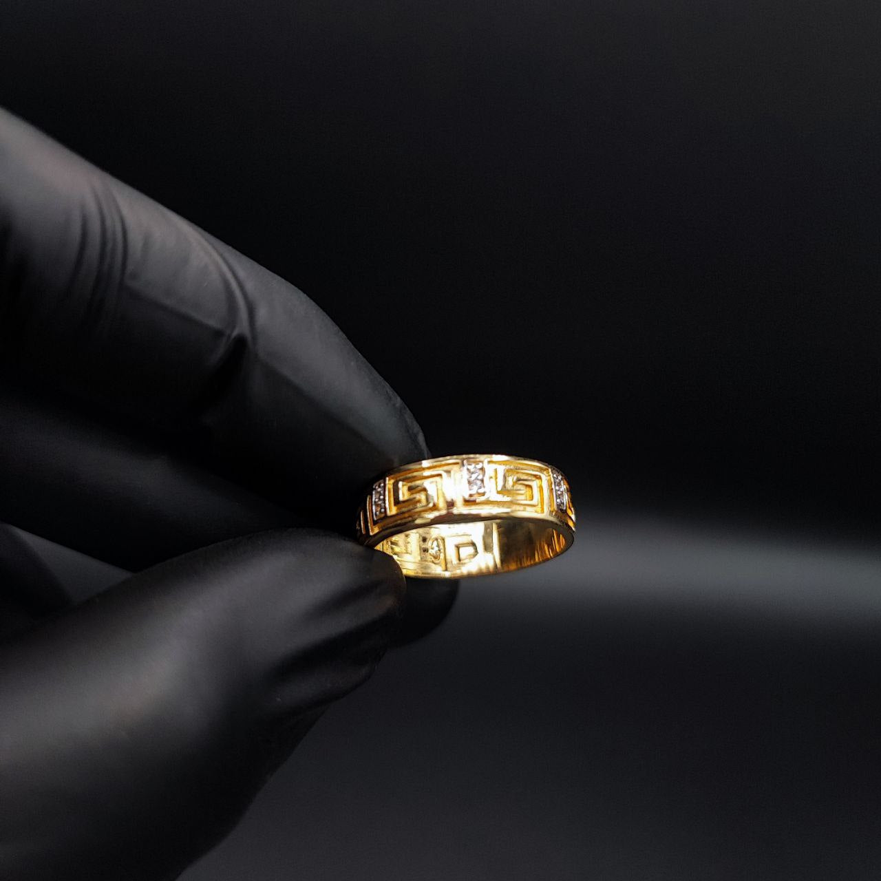 Argolla Tribal 4.4gr-T7 Anillo Circones Blancos Oro Amarillo#