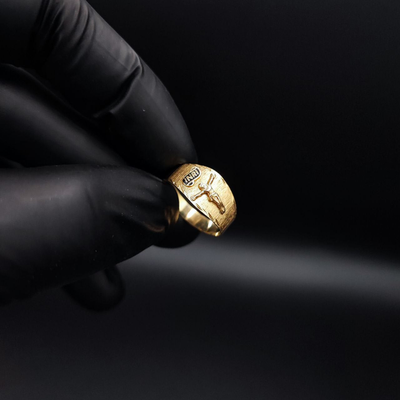 Anillo Cruz Cristo 1.7gr-T6 3/4 Oro Amarillo#