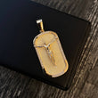 Dije Cristo Placa 10.85gr / 5.1cm Circones Blancos Oro Amarillo*