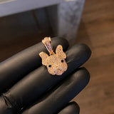 Dije Perro Rostro Bulldog 5.35gr / 2.9cm Circones Rosado Blanco Negro Oro Rosa*