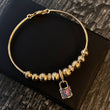 Pulso PD 8.15gr / 16cm "Candado" Bolas Diamantadas Circones Colores Oro Amarillo*