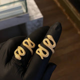 Anillo Serpiente 5.95gr T6 Circones Blancos Oro Amarillo