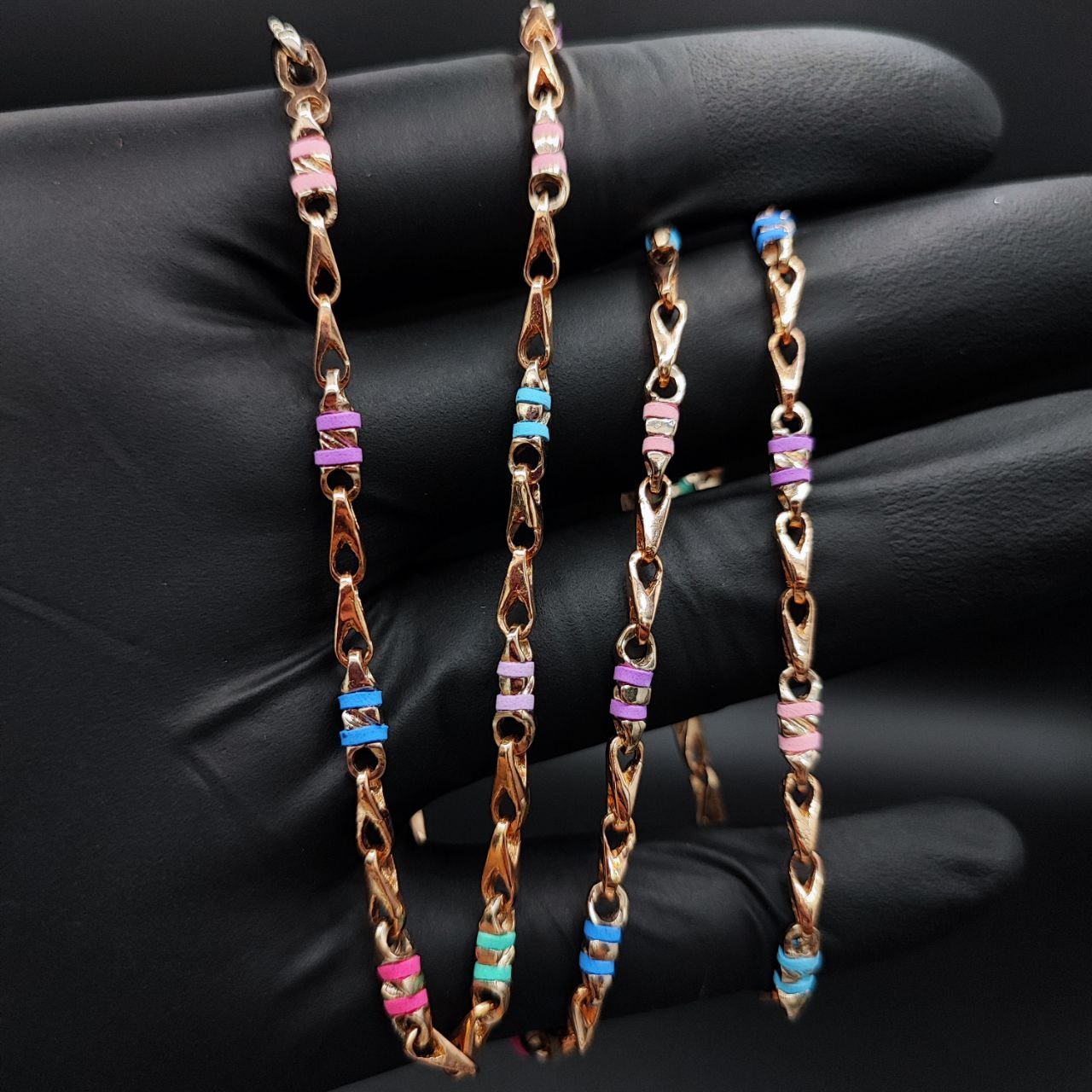 Cadena Rustica 25.4gr/65cm Cauchos Colores Oro Rosa#
