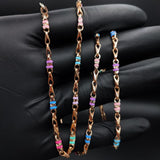 Cadena Rustica 25.4gr/65cm Cauchos Colores Oro Rosa#
