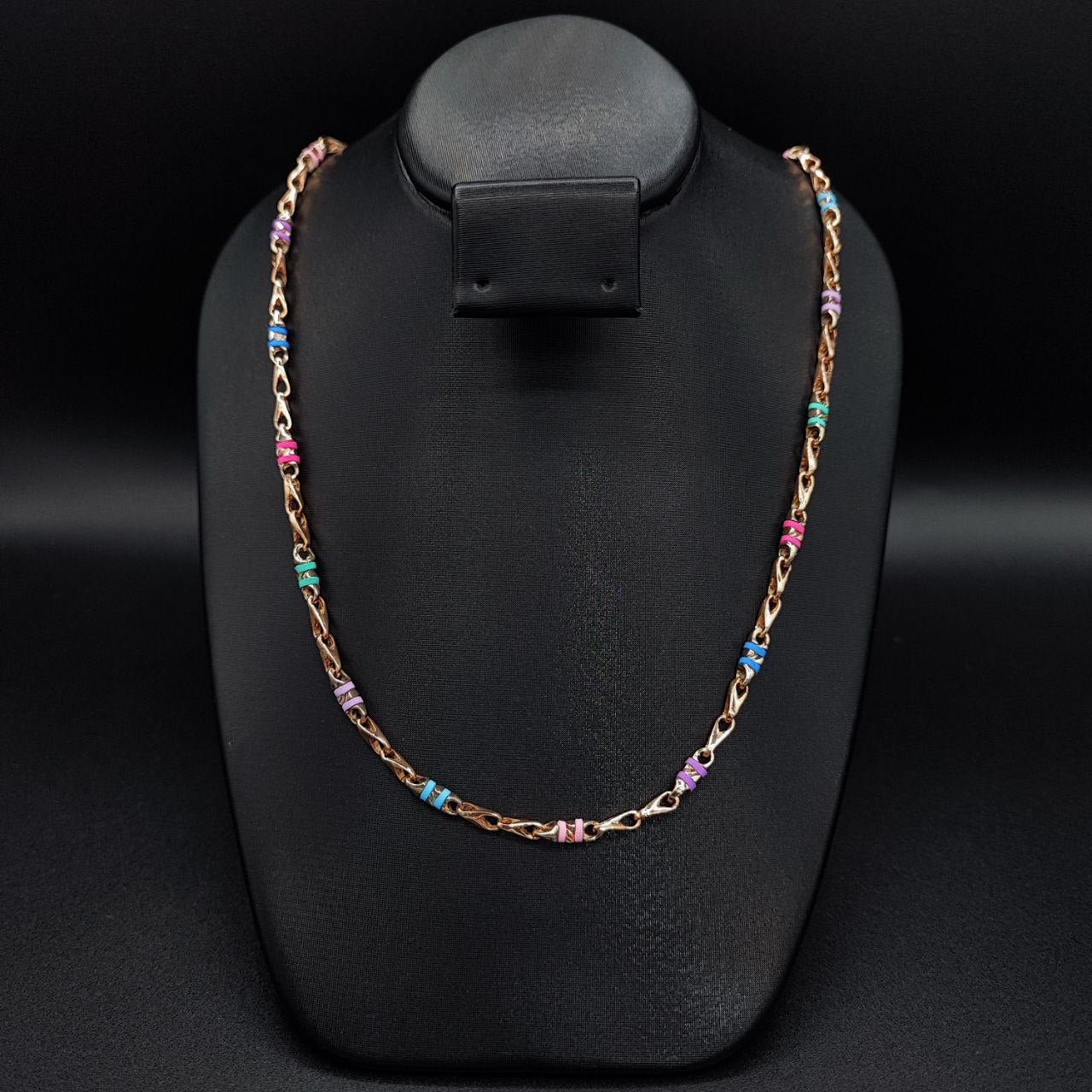 Cadena Rustica 25.4gr/65cm Cauchos Colores Oro Rosa#