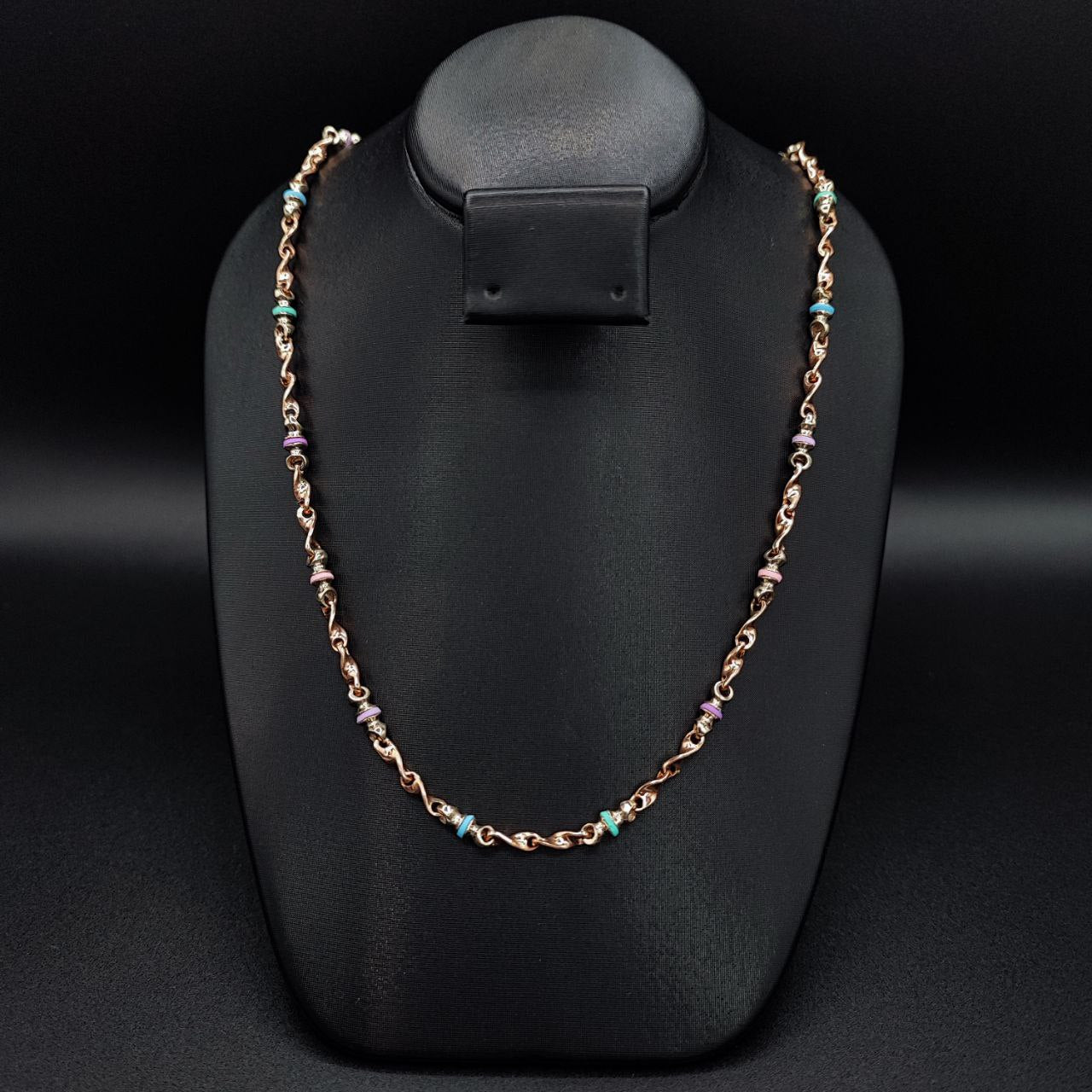 Cadena Rustica 31.05gr/60cm Cauchos Colores Oro Rosa#