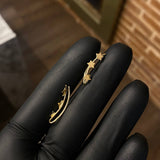 Arete Earcuff Simulador 2.1cm Trio Estrellas Oro Amarillo Piercing (Joya)