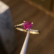 Solitario Corazon 1.65gr T7 1/4 Anillo Circon Fucsia Oro Amarillo