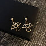Dije Angel Corazon 1.9gr / 2.6cm Silueta Circones Blancos Oro Amarillo