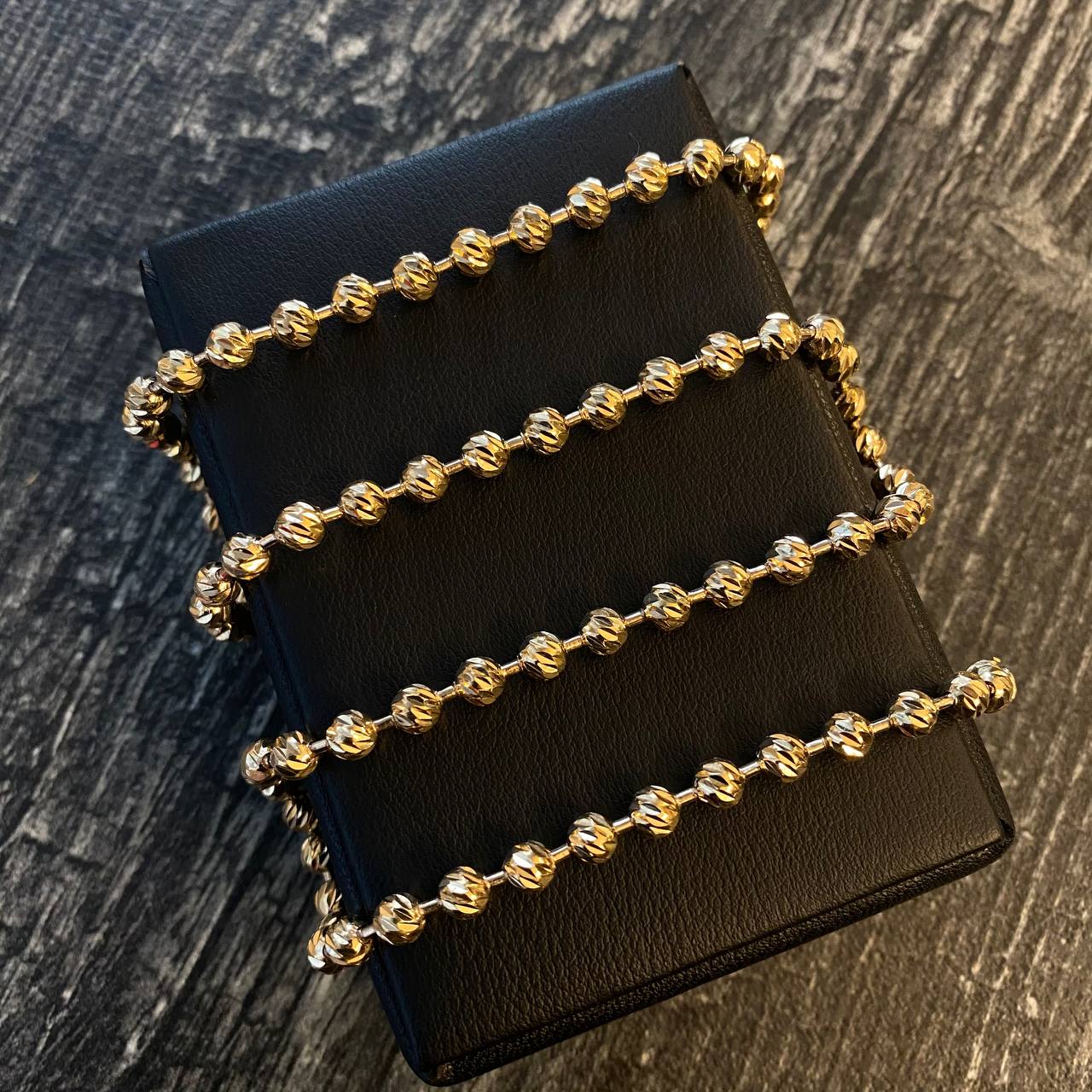 Cadena Militar 24.2gr / 50cm Bola 5mm Diamantada Oro Amarillo