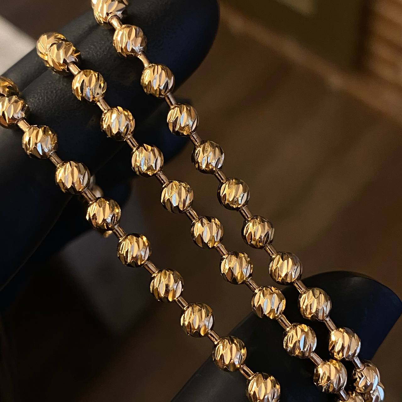 Cadena Militar 24.2gr / 50cm Bola 5mm Diamantada Oro Amarillo
