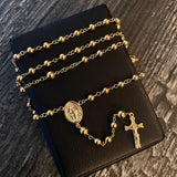 Rosario Virgen Milagrosa 10gr / 60cm Bola 4-5mm Lisa Oro Amarillo