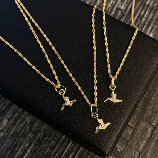 ¡¡OFERTA!! Set Cadena Lazo 0.9gr 45cm + Dije Colibri 0.2gr 1.3cm