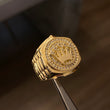 Anillo Corona Rx 10.3gr T9 1/4 Circones Blancos Oro Amarillo