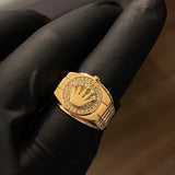 Anillo Corona Rx 7.5gr T8 1/2 Circones Blancos Oro Amarillo