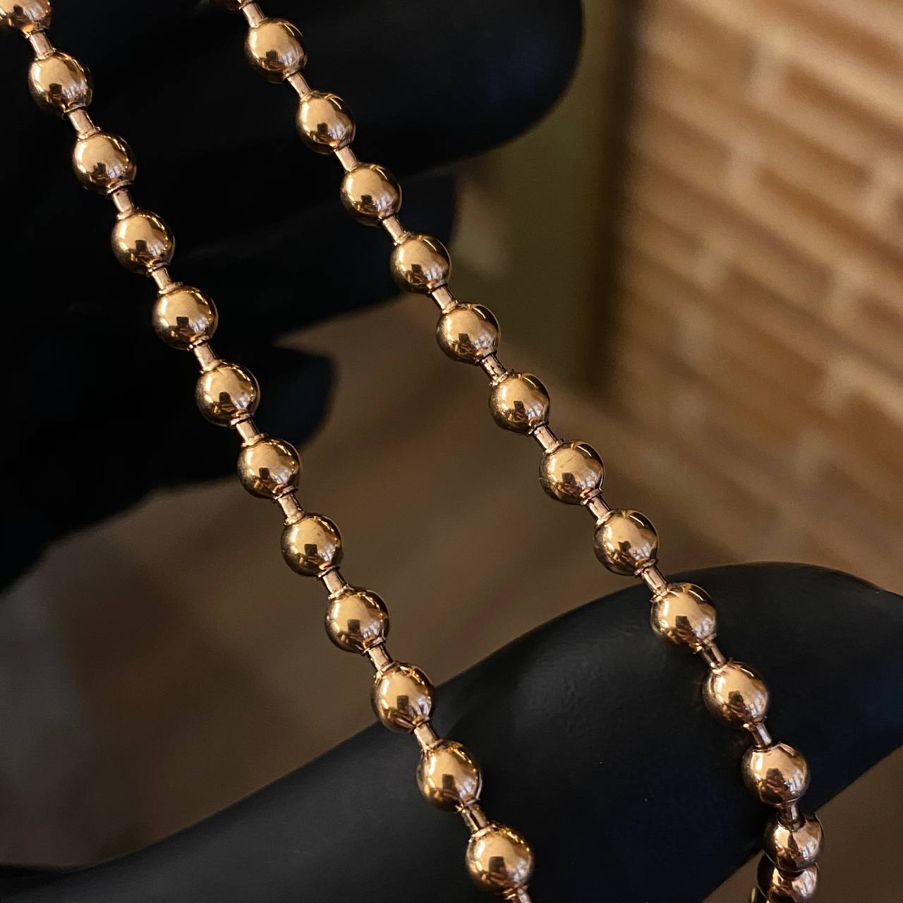 Cadena Militar 26gr / 55cm Bola 3.5mm Lisa Oro Rosa