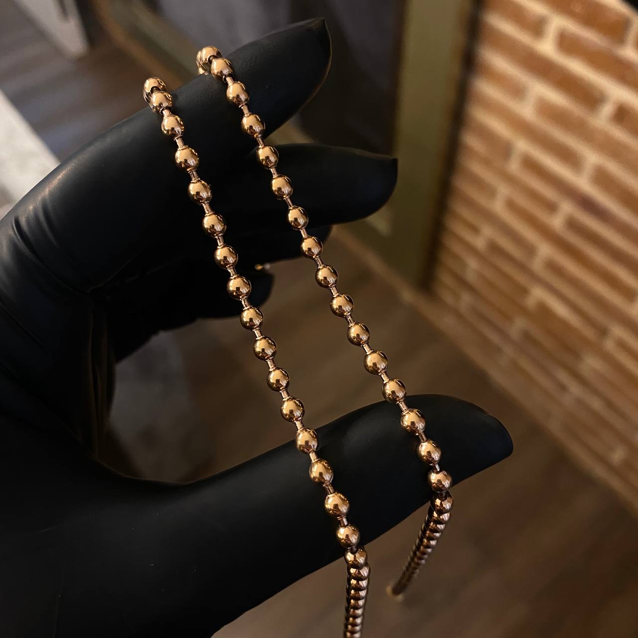 Cadena Militar 26gr / 55cm Bola 3.5mm Lisa Oro Rosa
