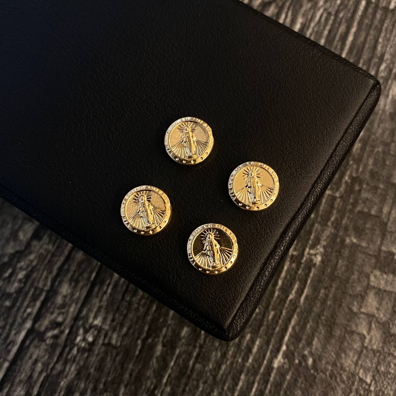 Herraje Virgen Milagrosa 0.35gr / 1cm Tambor Mate Oro Amarillo