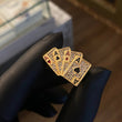 Anillo Cartas de As 11.1gr T9 Circones Blancos Oro Amarillo*