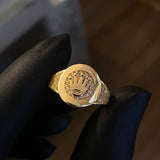 Anillo Corona RX 3.55gr T6 3/4 Liston Circones Blancos Oro Amarillo