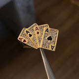 Anillo Cartas de As 11.1gr T9 Circones Blancos Oro Amarillo*