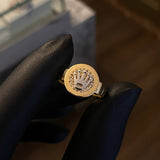 Anillo Corona RX 3.2gr T7 1/2 Cinta Circones Blancos Oro Amarillo (Oferta)