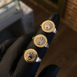 Anillo Corona RX 3.25gr T6 1/2 Cinta Circones Blancos Oro Amarillo