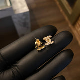 Topos CC 2.1gr / 0.8cm Circones Blancos Broche Mariposa Oro Amarillo*