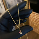 OFERTA!! Set Cadena Lazo 0.95gr/50cm + Dije Corona 0.25gr/1.1cm Circones Fucsias Blancos Oro Amarillo