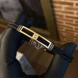 Pulso Runa Duo Ventanal 8.8gr / 18.5cm Cuero Negro Circones Negros Dos Oros Amarillo Blanco +4*