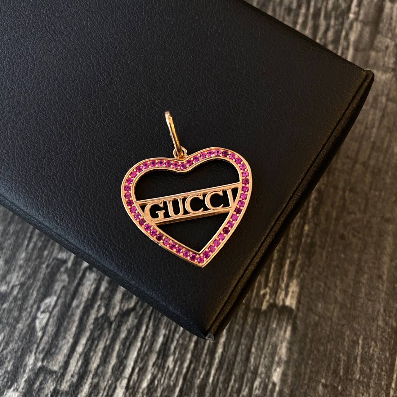 Dije GC 2.25gr/3cm Corazon Circones Fucsia Oro Rosa