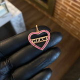Dije GC 2.25gr/3cm Corazon Circones Fucsia Oro Rosa