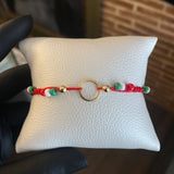 Pulsera Roja Aro Mexicano Bolas 4mm Lisas Oro Amarillo*