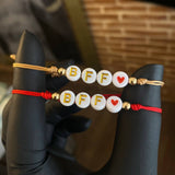 Pulsera Beige Best Friends Forever Bolas 4mm Lisas Oro Amarillo*