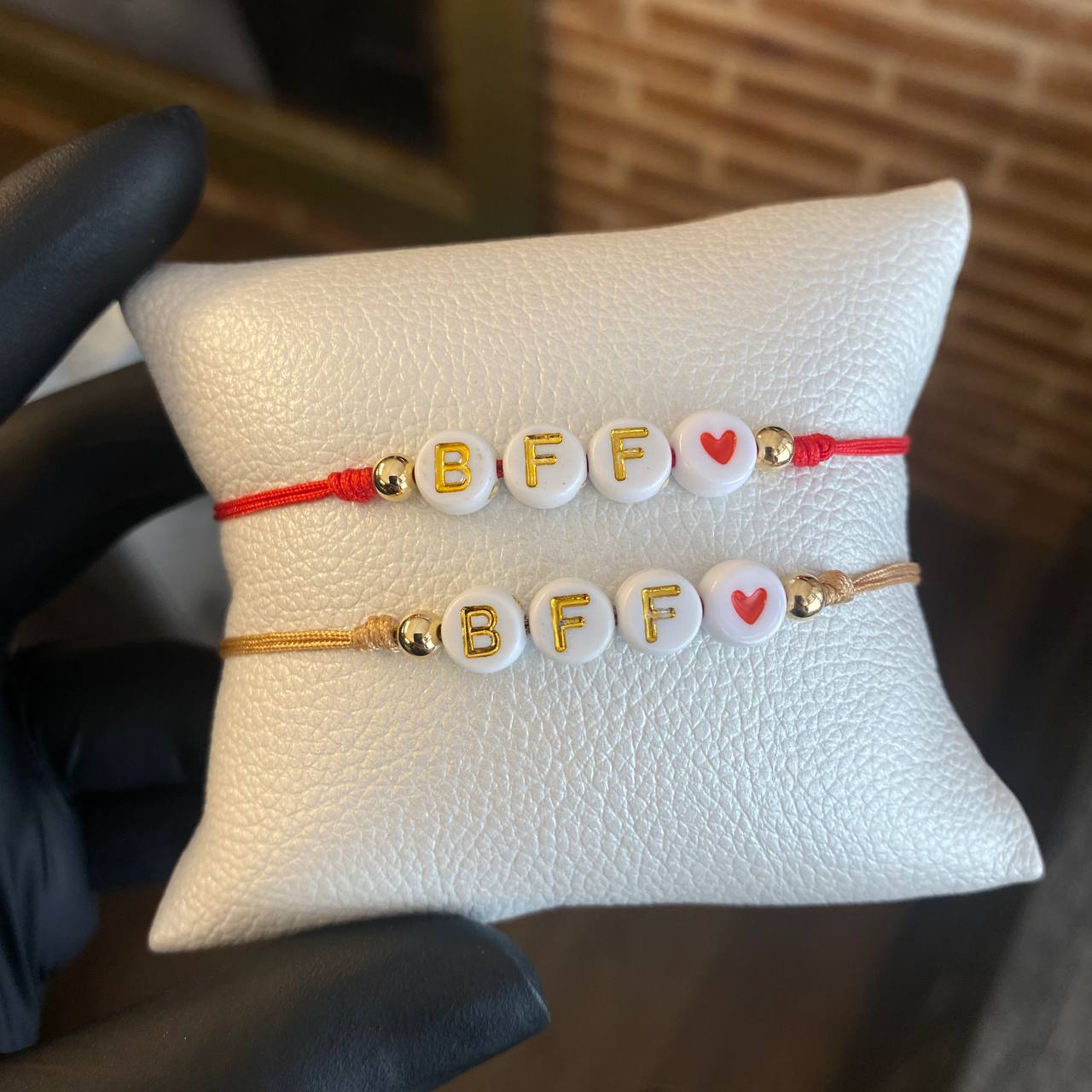 Pulsera Beige Best Friends Forever Bolas 4mm Lisas Oro Amarillo*