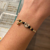 Pulsera Beige Oso Cute Oscuro Bolas 4-5mm Lisa Oro Amarillo*