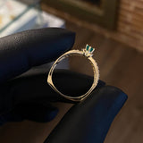 Solitario Infinito Recto 2.55gr T7 1/4 Anillo Esmeralda 22pts Circones Blancos Oro Amarillo (Joya)*