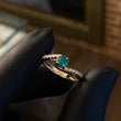 Solitario Curvo 2.45gr T6 3/4 Anillo Esmeralda 38pts Circones Blancos (Joya)*
