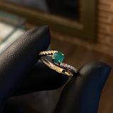Solitario Curvo 2.45gr T6 3/4 Anillo Esmeralda 38pts Circones Blancos (Joya)*