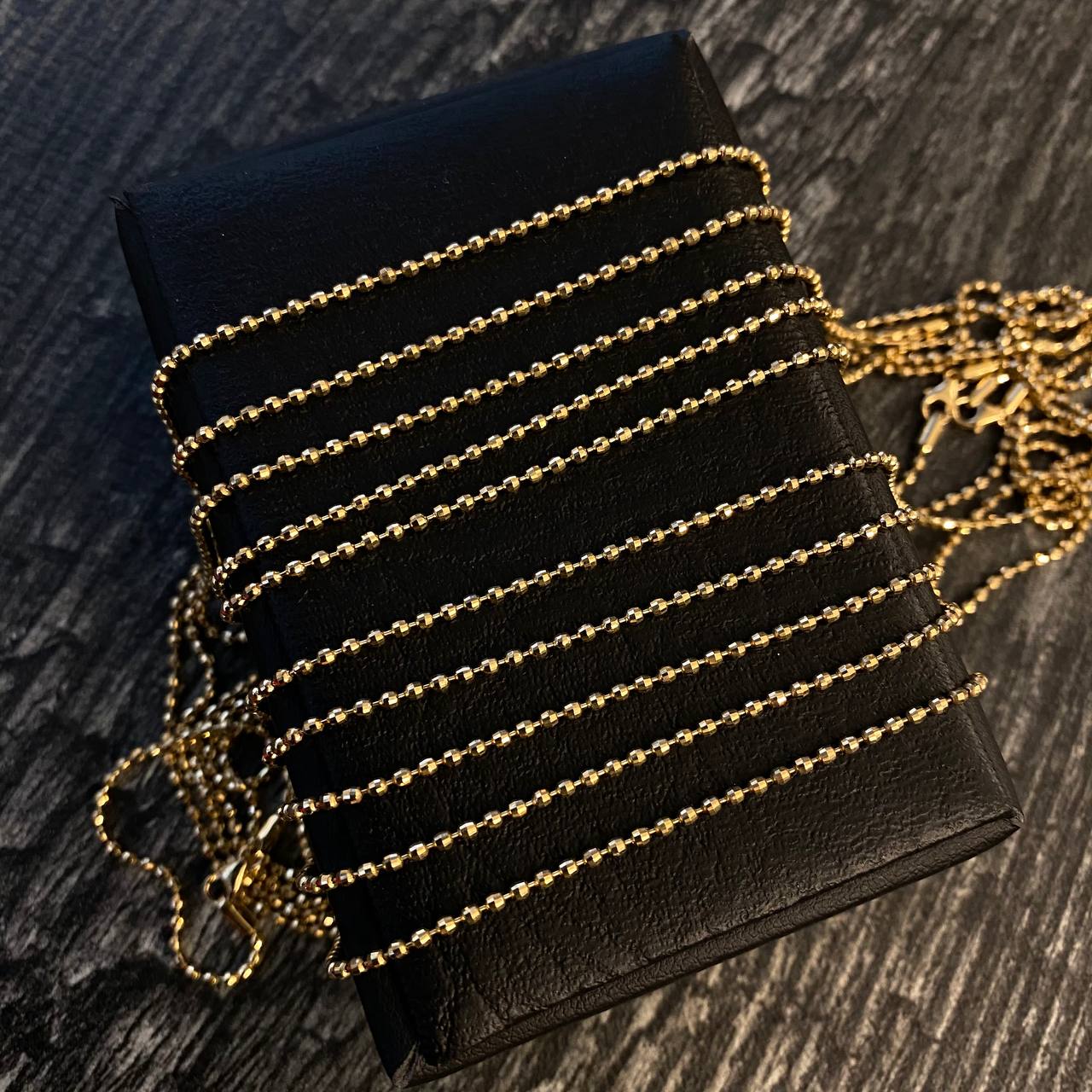 Cadena Militar 6.2gr / 50cm / 2mm Diamantada Discoteca Oro Amarillo +3