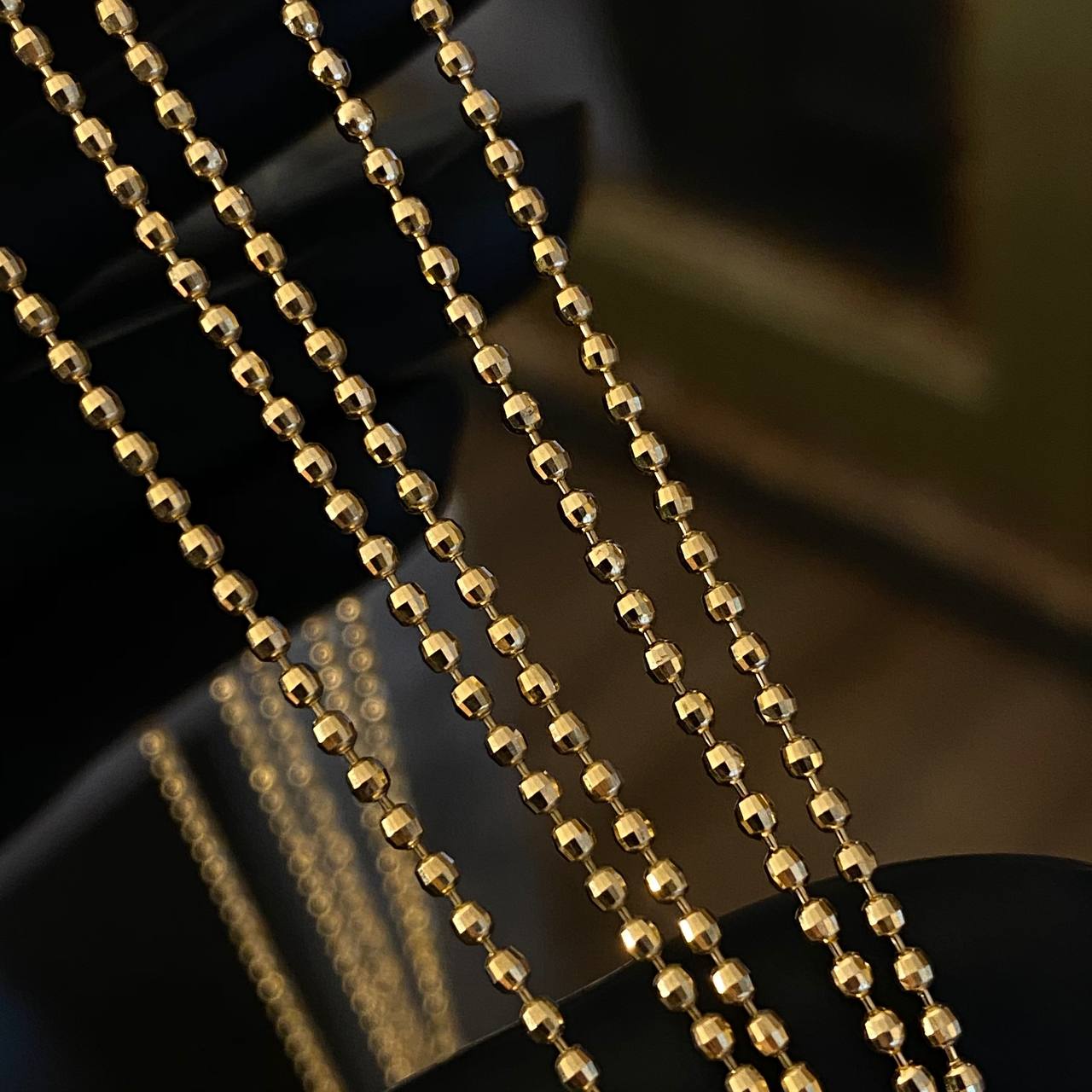 Cadena Militar 6.2gr / 50cm / 2mm Diamantada Discoteca Oro Amarillo +3