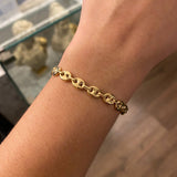 Pulsera Negra Eslabon Marino GC Espiral Oro Amarillo*