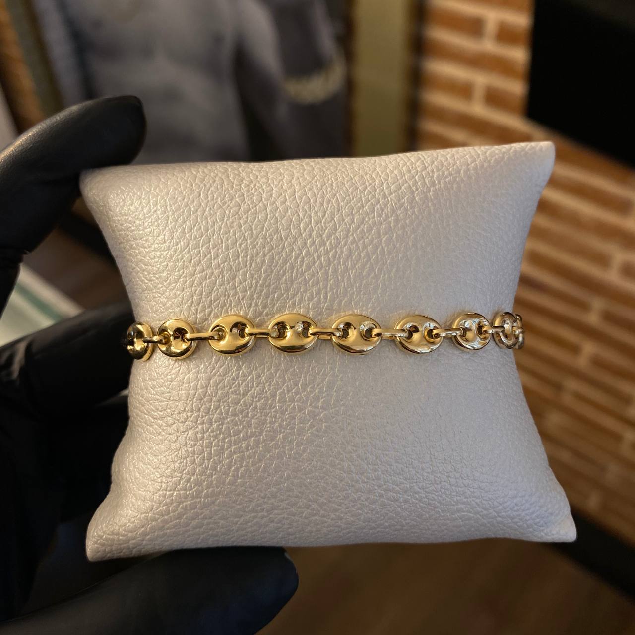 Pulsera Negra Eslabon Marino GC Espiral Oro Amarillo*