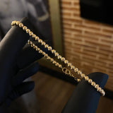 Pulso Tipo Militar 4.7gr / 17.5cm Bolas 3mm Diamantadas Oro Amarillo