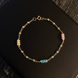 Pulso Espiga 2.6gr / 18cm Bolas 3mm Diamantadas Cauchos Colores Oro Amarillo