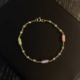 Pulso Espiga 2.6gr / 18cm Bolas 3mm Diamantadas Cauchos Colores Oro Amarillo